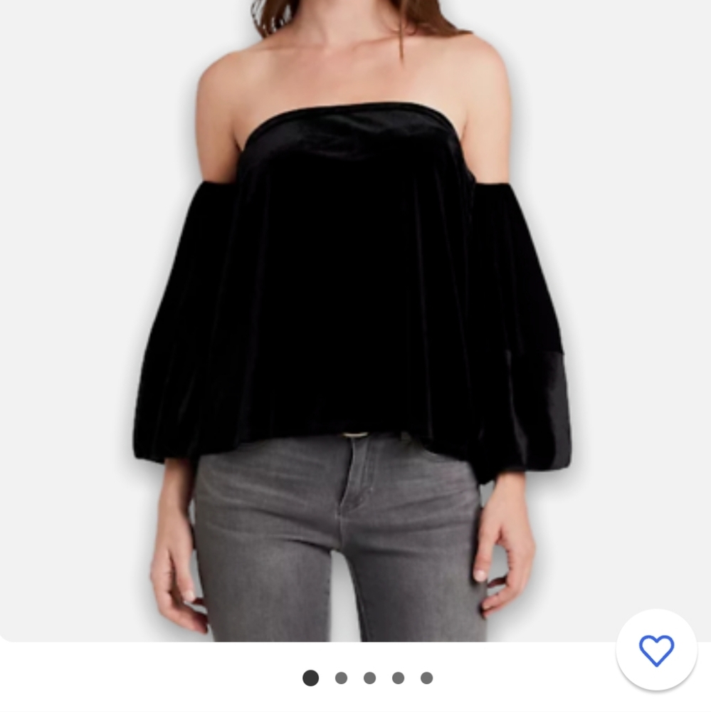 1state black velvet off shoulder top size xs